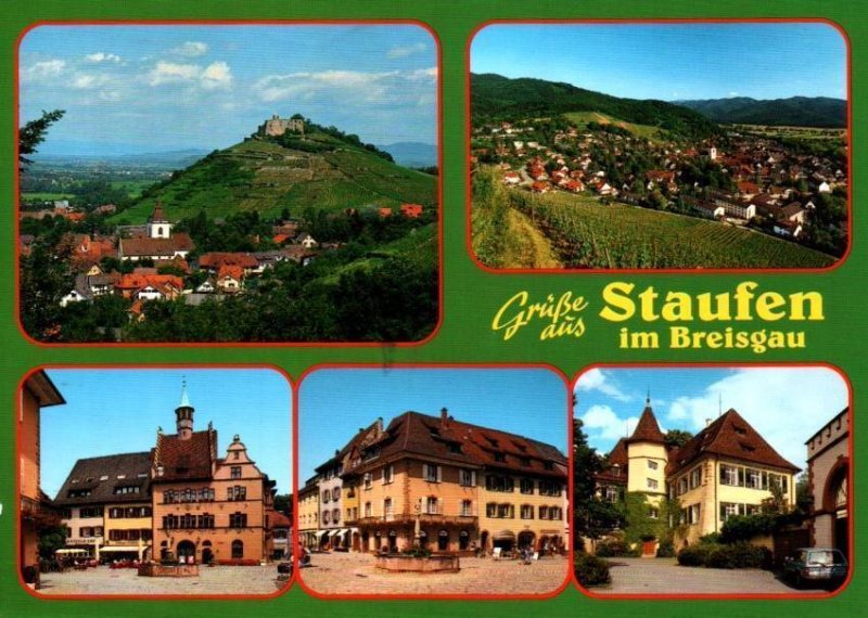 VINTAGE CONTINENTAL SIZE POSTCARD FIVE SCENE STAUFEN BREISGAU GERMANY