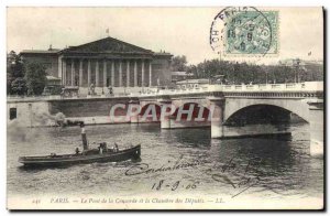 Old Postcard Paris Le Pont De La Concorde and the Chamber of Deputies Boat