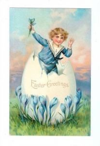LP54  Easter Greetings ,  vintage postcard,  fantasy egg, 