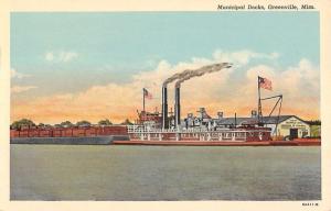 Greenville Mississippi Municipal Docks Waterfront Antique Postcard K29309