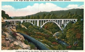 North Carolina, High Bridge over Green River Gorge West Vintage Postcard