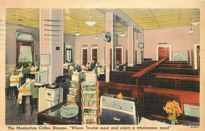 C-1947 Manhattan Coffee Shoppe Interior Sumter South Carolina Tichnor 2685