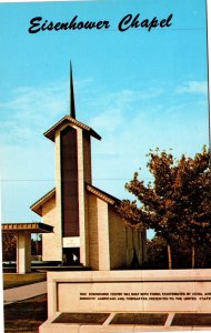 VINTAGE STANDARD SIZE POSTCARD EISENHOWER CHAPEL AT ABILENE KANSAS