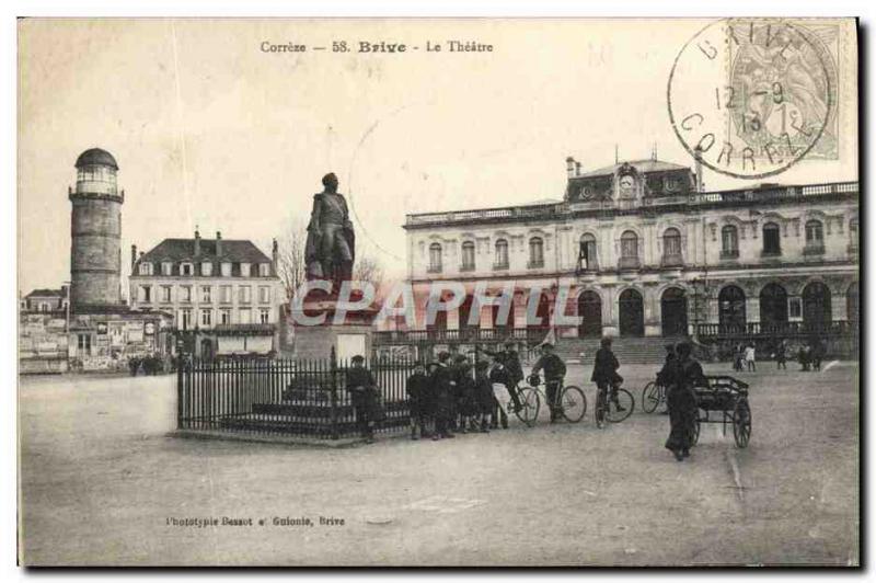 Old Postcard Brive Correze The Theater Children Velo Cycle