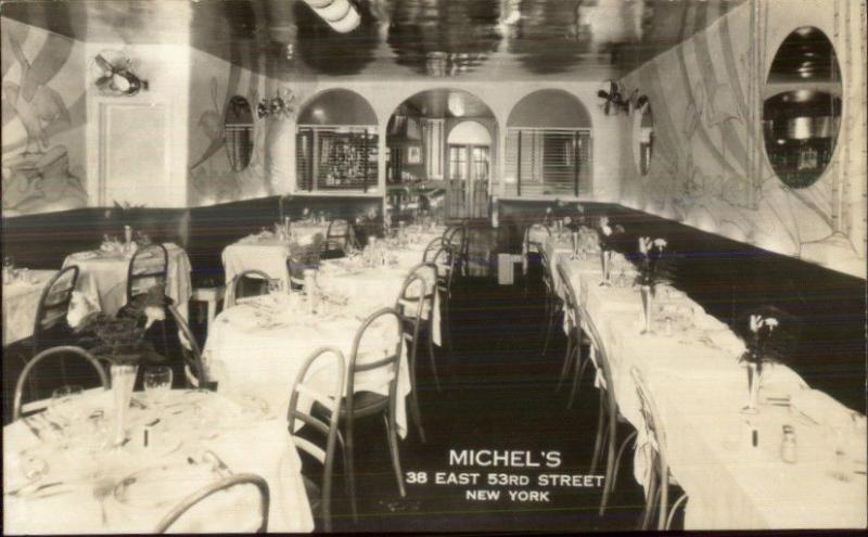 New York City Michel's Restaurant Interior East 53rd Real Photo Postcard