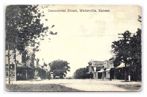 Commercial Street Waterville Kans. Kansas RPPC c1900's Postcard