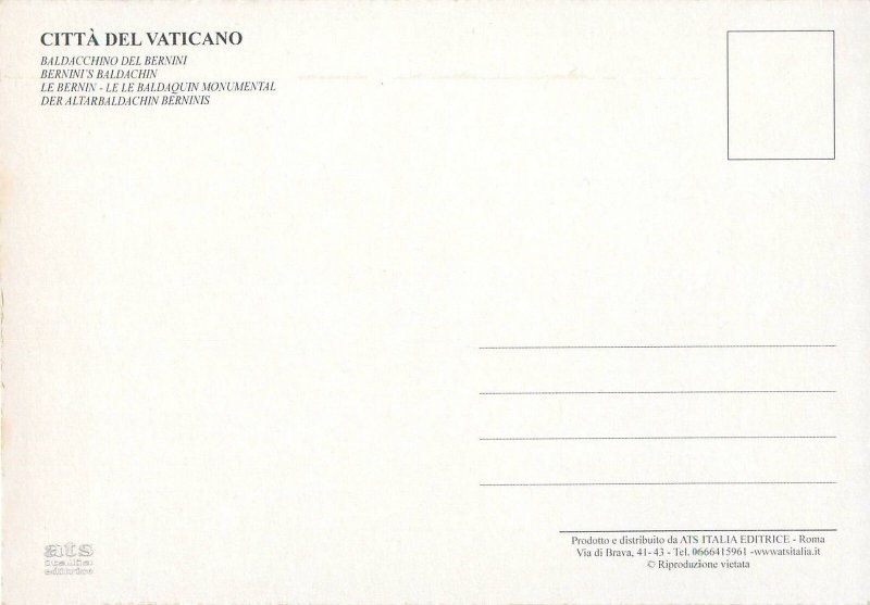 Vatican bernini's baldachin postcard