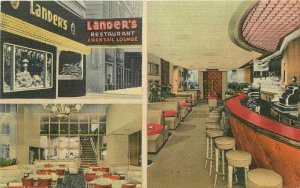 Chicago Illinois Lander's Restaurant Interior Teich 1940s Postcard 6318