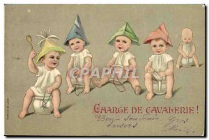 Old Postcard Fun Children Pot Cavalry Charge