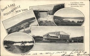 Stevensville New York NY Swan Lake Multi-View c1910 Vintage Postcard