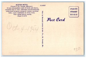 c1940 Baxter Motel Mickey Baxter Exterior Building St. Joseph Missouri Postcard