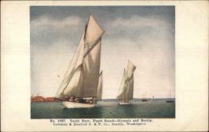 Puget Sound Yacht Race Olympic & Bonita c1905 UDB Postcard