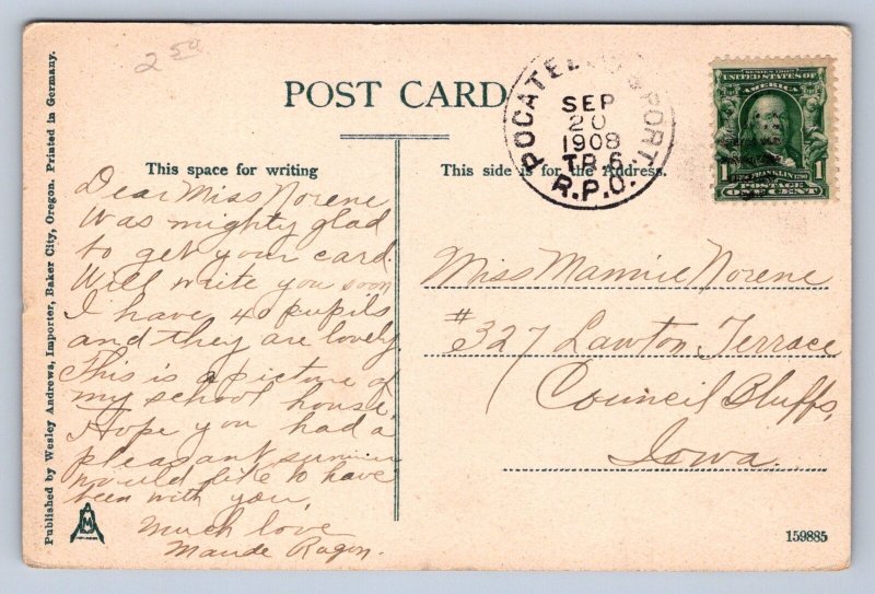 J89/ Baker City Oregon Postcard c1910 High School Building 114