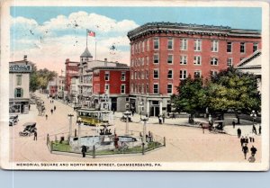 Postcard PA Chambersburg - Memorial Square and North Main Street