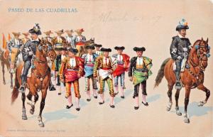 MEXICO~PASEO DE LAS CUADRILLAS~BULLFIGHTERS BEING LED TO ARENA POSTCARD 1907