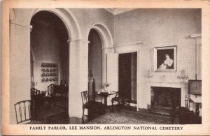 Family Parlor, Lee Mansion, Arlington National Cemetery VA Vintage Postcard S55