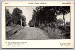 Kansas Lovers Lane Saint Jo Eugene Field Poem Scenic Landscape BW Postcard 