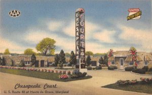 Chesapeak Court Rt 40 Linen Havre de Grace Maryland Vintage Postcard RR170