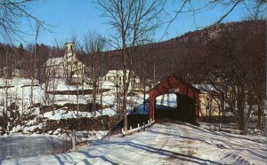 Covered Bridge at Green River - Guilford VT, Vermont - Winter View and Church