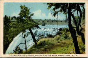 Postcard ON Thunder Bay Kakabeka Falls near Twin Cities 1930s K5