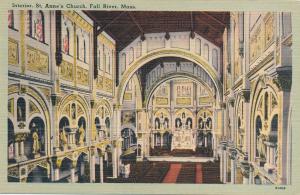 Interior of St. Anne's Church - Fall River MA, Massachusetts - Linen