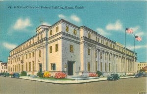 Miami FL  Post Office and Federal Building Linen Postmarked 1950