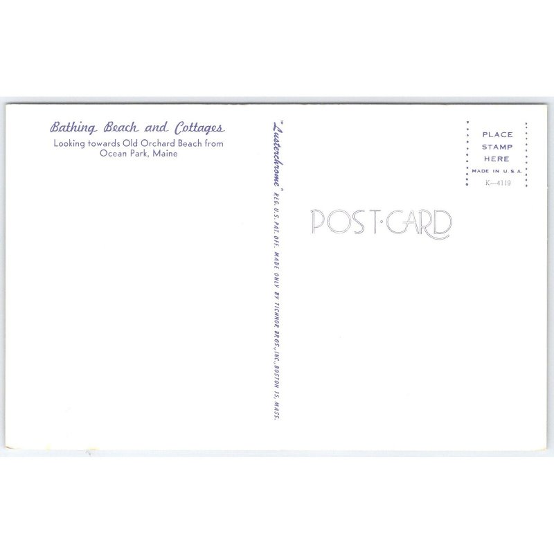 Postcard Bathing Beach and Cottages Old Orchard Beach Maine