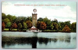 Cleveland Ohio~Forest Hill Windmill~Rockefeller Lake & Boat House~1907 Postcard