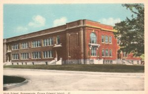 Vintage Postcard High School Campus Building Summer Side Prince Edward Island