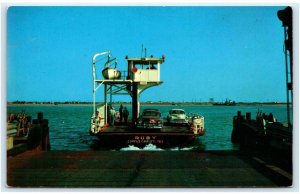 PORT ARANSAS, TX Texas ~ NUECES COUNTY FERRY 1956 Cars  Postcard