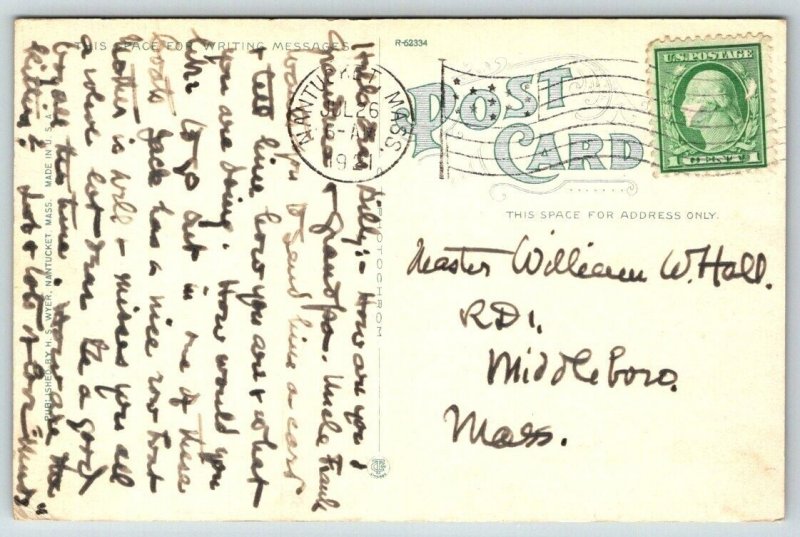 1921  Nantucket  Massachusetts   A Snug Harbor   Postcard