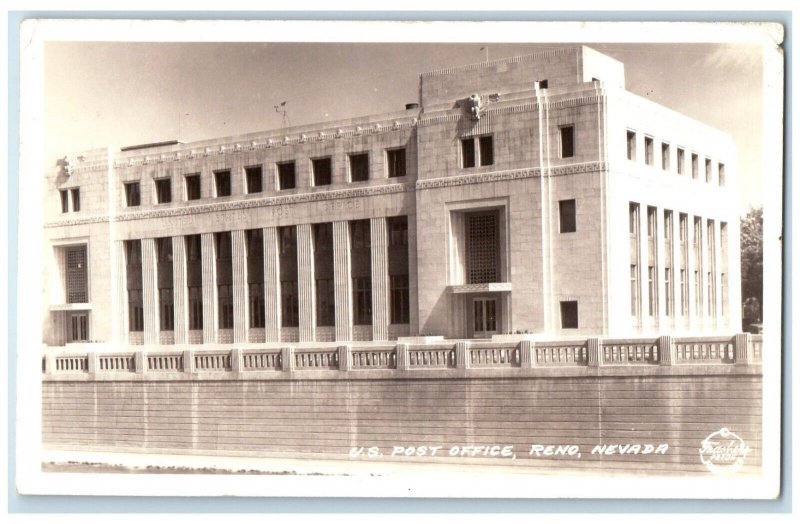 c1940's US Post Office Building Reno Nevada NV Frashers RPPC Photo Postcard