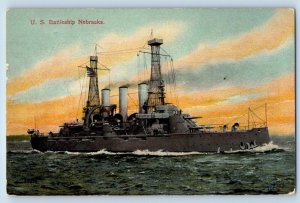 Nebraska Postcard US Battleship Warship Navy Exterior View c1910 Vintage Antique