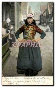 Postcard Old Marken Folklore Costume Female Netherlands