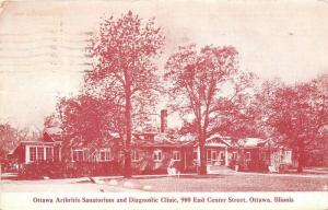 Arthritis Sanitarium Diagnostic Clinic 1943 Ottawa Illinois postcard 1409