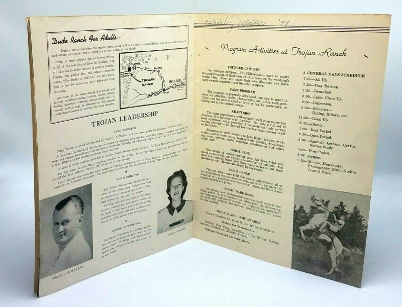 1948 Camp Trojan Ranch Boulder Colorado CO Advertising Brochure Booklet Diecut 