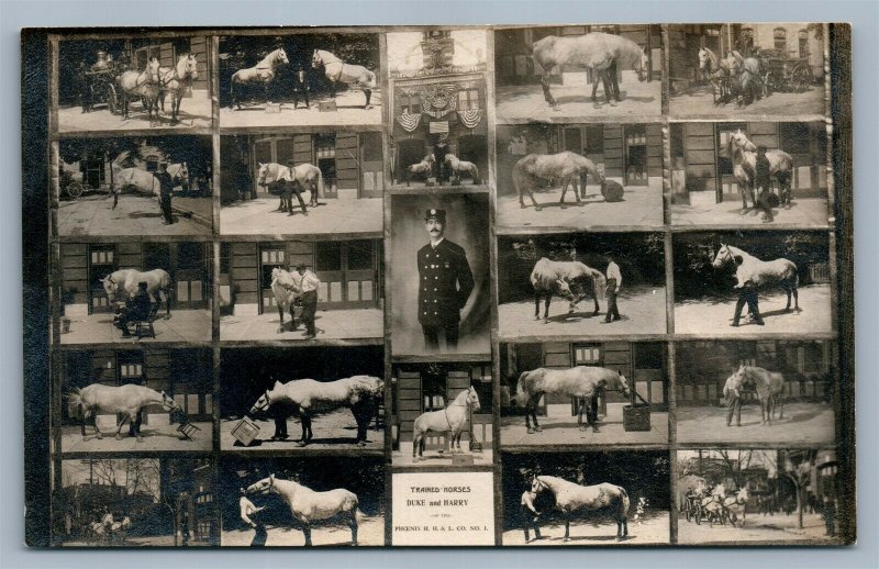 PHOENIXVILLE PA FIRE COMPANY TRAIN HORSES ANTIQUE REAL PHOTO POSTCARD RPPC