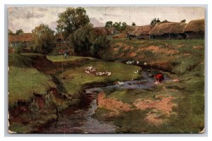 Russian Countryside Painting by A Prokofieff UNP DB Postcard U24