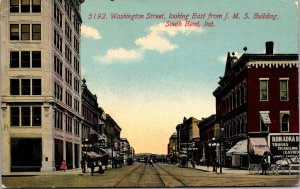 Postcard Washington Street, Looking East from JMS Bldg South Bend Indiana~139248