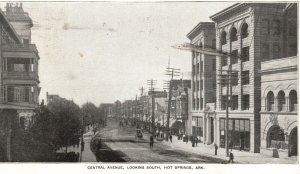 Vintage Postcard 1906 Central Ave Street Looking South Hot Springs Arkansas AR