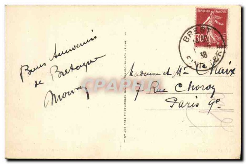 Old Postcard Brest La Jetee one day storm