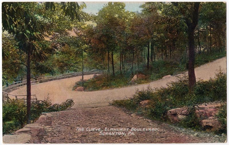 Scranton PA 1907-15 The Curve Elmhurst Boulevard Lackawanna Co RARE DB Postcard