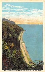 Mackinac Island Michigan 1930-40s Postcard North Boulevard From Arch Rock