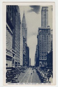 P2153 old postcard through 42nd street world,s busiest ny street cars people