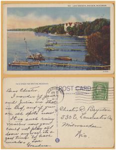 Madison, WIS., Lake Mendota, Piers and boats - 1937