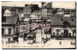 Old Postcard Cherbourg Swing Bridge View On The Tram