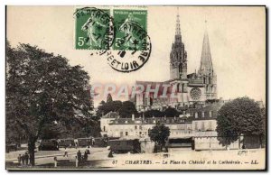 Old Postcard Chartres La Place Du Chatelet and La Cathedrale Trailers