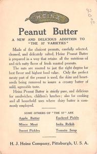 Advertising Post Card Heinz, Peanut Butter Mamma's Favorites Unused