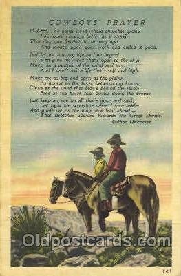 Cowboy's Prayer Western Cowboy, Cowgirl Unused light corner wear
