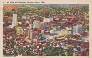 Ohio Akron Aerial View Of Downtown 1951